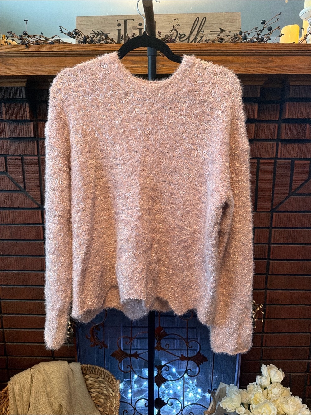 Cozy Fuzzy Crewneck Sweater - Lilac